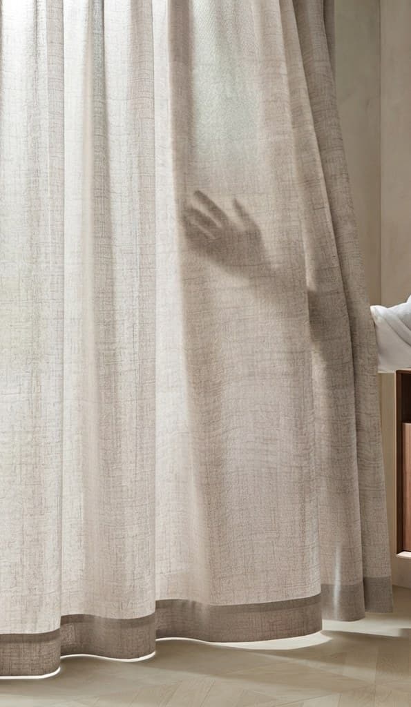 Linen Whisper Sheer Curtains – Elegant Semi-Shade Drapes in Beige, Grey or Cream White | Soft S-Fold Luxury Window Panels